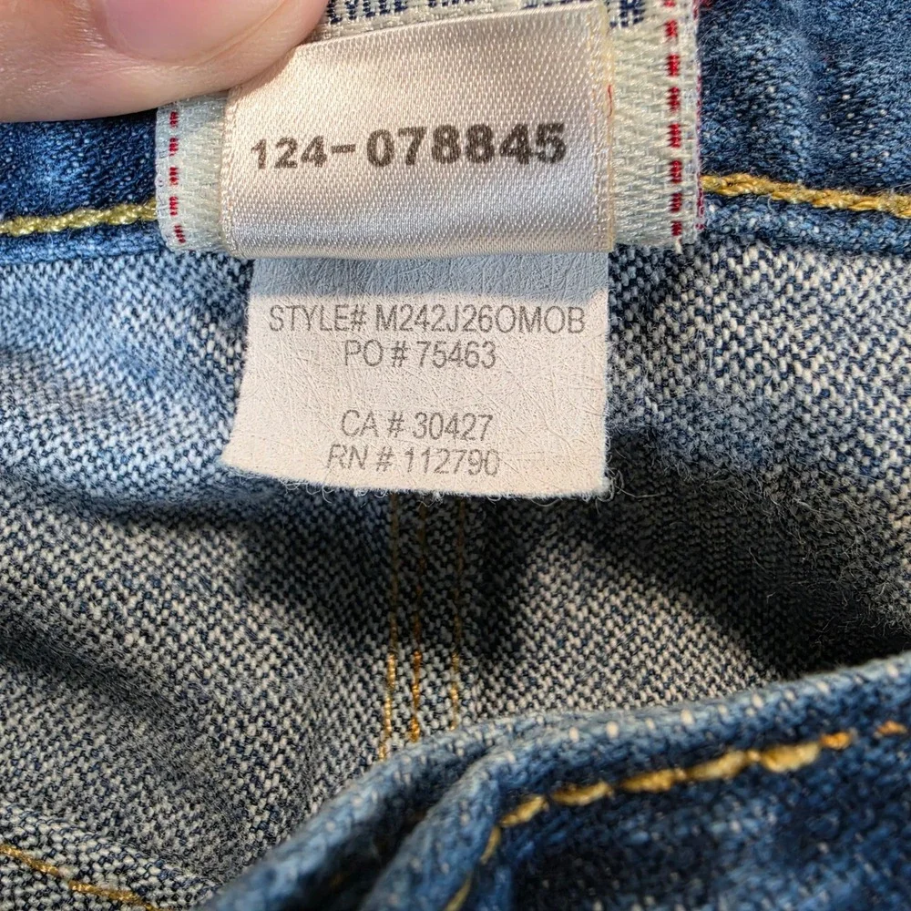 True Religion Ricky Jeans Mens 33 Blue Straight Made in USA Button Fly Horseshoe